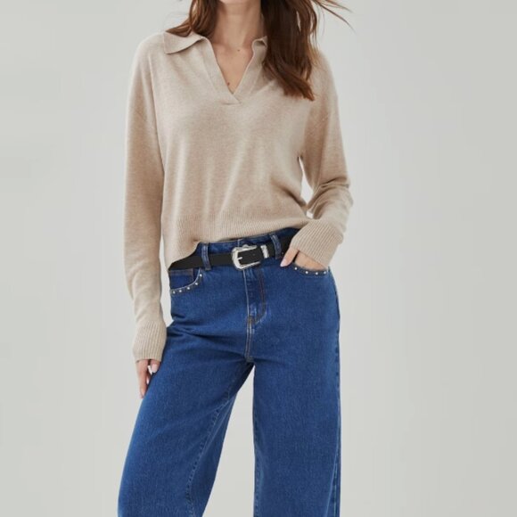 Joe Fresh Cotton Cashmere Collared Sweater - Picture 2 of 4